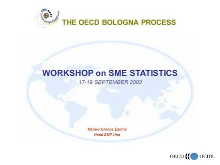 THE OECD BOLOGNA PROCESS WORKSHOP on SME STATISTICS 17-19 SEPTEMBER 2003 Marie-Florence Estimé Head SME Unit.