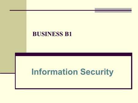 BUSINESS B1 Information Security.