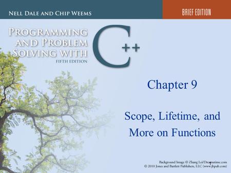 1 Chapter 9 Scope, Lifetime, and More on Functions.