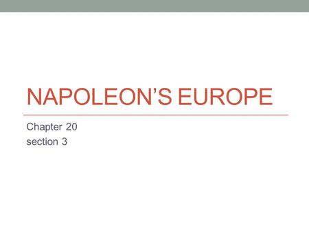 Napoleon’s Europe Chapter 20 section 3.