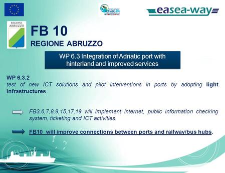 WP 6.3 Integration of Adriatic port with hinterland and improved services WP 6.3.2 test of new ICT solutions and pilot interventions in ports by adopting.