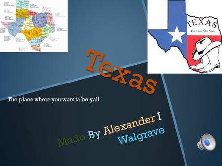 Texas Made By Alexander I Walgrave The place where you want ta be yall.