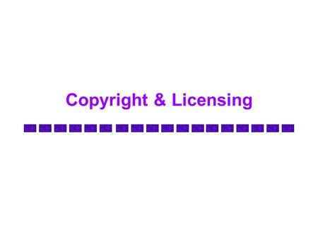 Copyright & Licensing. 2/18 Presentation Outline Copyright Law Software and copyright Licensing Software Piracy Copyright and the Internet.