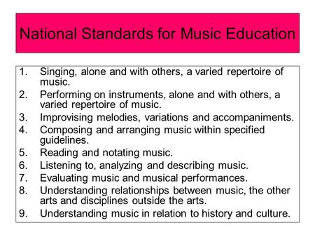 National Standards for Music Education
