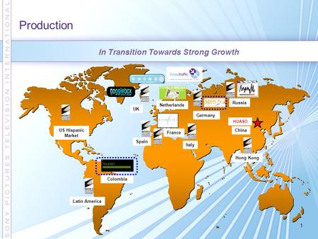 1 Production In Transition Towards Strong Growth Latin America Germany Russia China Italy Spain UK France Hong Kong US Hispanic Market Netherlands Colombia.