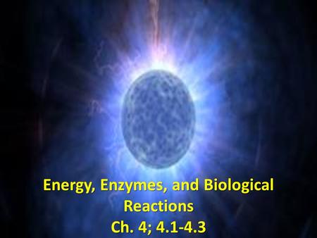 Energy, Enzymes, and Biological Reactions Ch. 4; 4.1-4.3.