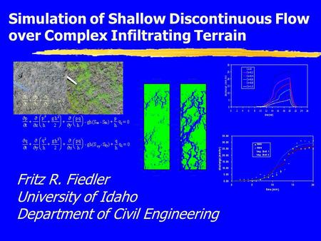 Fritz R. Fiedler University of Idaho Department of Civil Engineering Simulation of Shallow Discontinuous Flow over Complex Infiltrating Terrain.