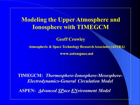 Modeling the Upper Atmosphere and Ionosphere with TIMEGCM
