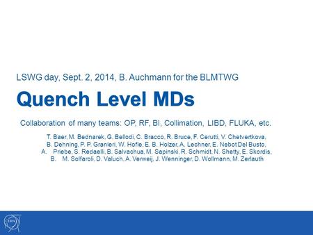 LSWG day, Sept. 2, 2014, B. Auchmann for the BLMTWG Collaboration of many teams: OP, RF, BI, Collimation, LIBD, FLUKA, etc. T. Baer, M. Bednarek, G. Bellodi,