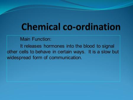 Chemical co-ordination