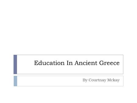 Education In Ancient Greece
