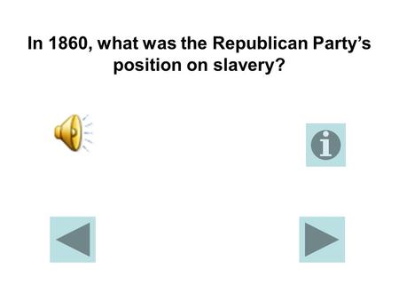 In 1860, what was the Republican Party’s position on slavery?
