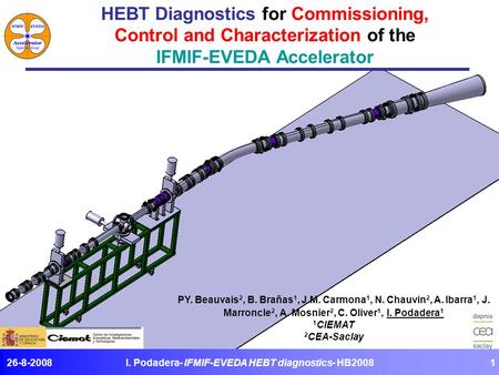 26-8-2008I. Podadera- IFMIF-EVEDA HEBT diagnostics- HB20081 HEBT Diagnostics for Commissioning, Control and Characterization of the IFMIF-EVEDA Accelerator.