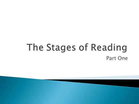 Part One.  “The Stages of Reading” could be interpretted many ways. What stages or steps of reading do you do? What else can you think of? These can.