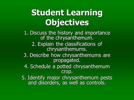 Student Learning Objectives