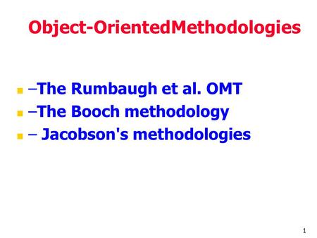 Object-OrientedMethodologies