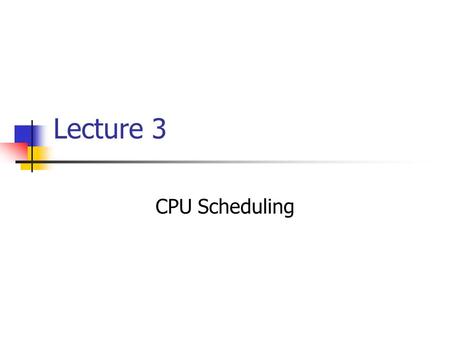 Lecture 3 CPU Scheduling. Lecture Highlights  Introduction to CPU scheduling  What is CPU scheduling  Related Concepts of Starvation, Context Switching.