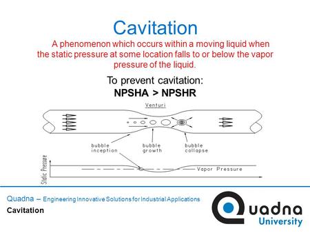 To prevent cavitation: