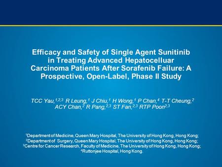 Efficacy and Safety of Single Agent Sunitinib in Treating Advanced Hepatocelluar Carcinoma Patients After Sorafenib Failure: A Prospective, Open-Label,