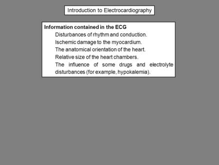 Introduction to Electrocardiography
