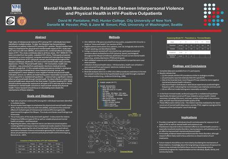 Mental Health Mediates the Relation Between Interpersonal Violence and Physical Health in HIV-Positive Outpatients David W. Pantalone, PhD, Hunter College,
