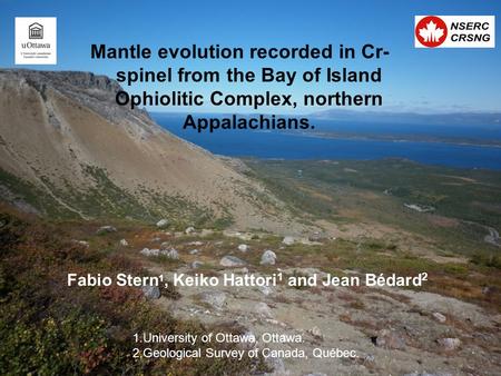 Mantle evolution recorded in Cr- spinel from the Bay of Island Ophiolitic Complex, northern Appalachians. 1.University of Ottawa, Ottawa. 2.Geological.