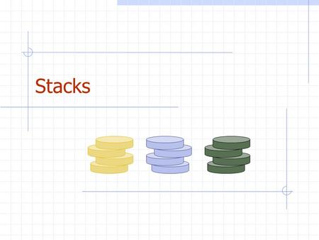 Stacks. week 2a2 Outline and Reading The Stack ADT (§4.1) Applications of Stacks Array-based implementation (§4.1.2) Growable array-based stack Think.