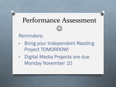 Performance Assessment 