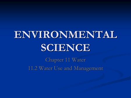 ENVIRONMENTAL SCIENCE