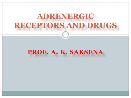 ADRENERGIC RECEPTORS AND DRUGS