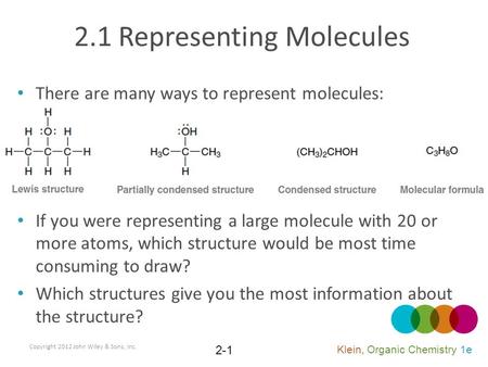 2.1 Representing Molecules