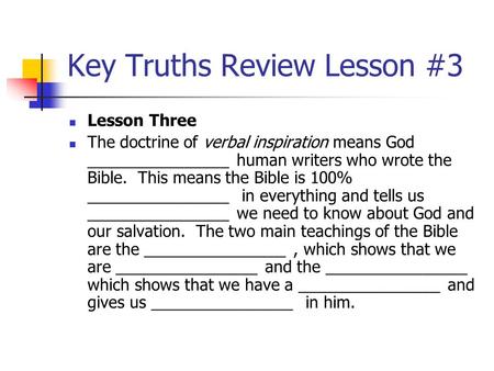 Key Truths Review Lesson #3