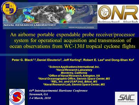 An airborne portable expendable probe receiver/processor system for operational acquisition and transmission of ocean observations from WC-130J tropical.