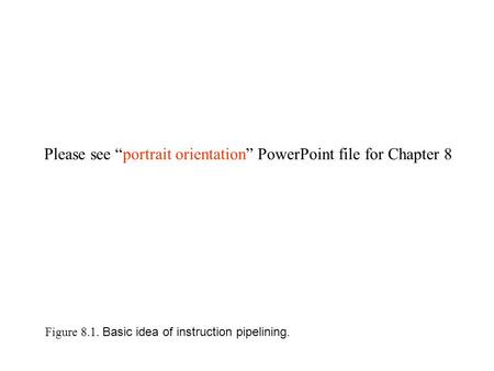 Please see “portrait orientation” PowerPoint file for Chapter 8 Figure 8.1. Basic idea of instruction pipelining.