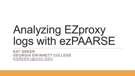 Analyzing EZproxy logs with ezPAARSE