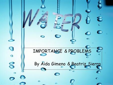 IMPORTANCE & PROBLEMS By Aida Gimeno & Beatriz Sierra