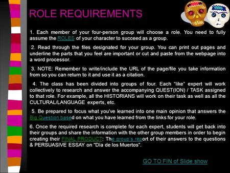 ROLE REQUIREMENTS GO TO FIN of Slide show