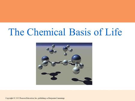Copyright © 2005 Pearson Education, Inc. publishing as Benjamin Cummings The Chemical Basis of Life.