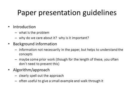 Paper presentation guidelines