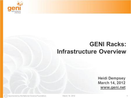 GENI Racks: Infrastructure Overview