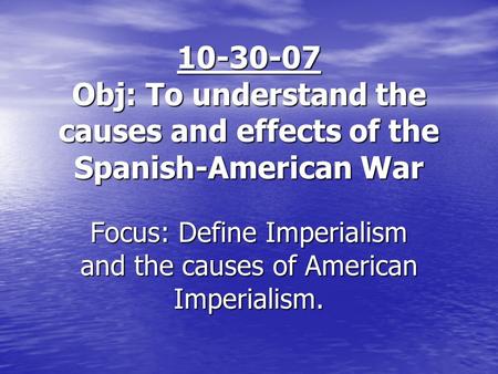 How far was imperialism the cause