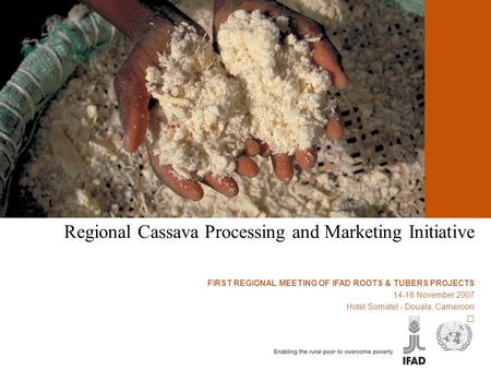 Cassava processing and marketing Regional Cassava Processing and Marketing Initiative FIRST REGIONAL MEETING OF IFAD ROOTS & TUBERS PROJECTS 14-16 November.