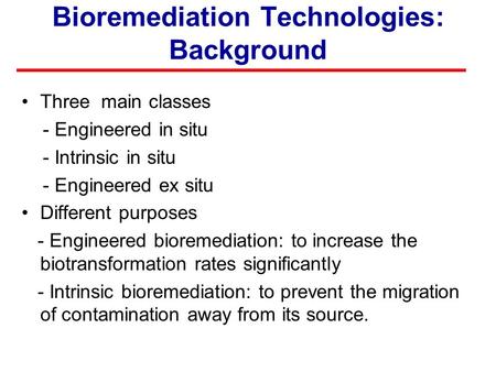 Bioremediation Technologies: Background