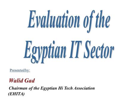 Presented by: Walid Gad Chairman of the Egyptian Hi Tech Association (EHITA)