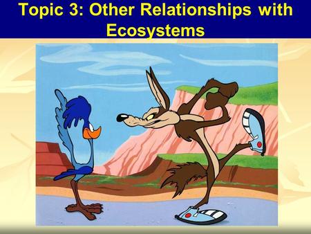 Topic 3: Other Relationships with Ecosystems Predator-Prey Relationships Predation: a predator eats a prey.