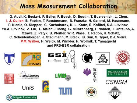 B. Sun, Minischool on the Physics of NUSTAR, June 8-11, 2009 Mass Measurement Collaboration G. Audi, K. Beckert, P. Beller, F. Bosch, D. Boutin, T. Buervenich,
