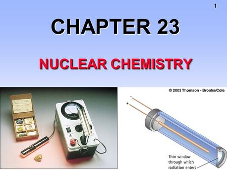 1 CHAPTER 23 NUCLEAR CHEMISTRY. 2 THE NATURE OF RADIOACTIVITY.