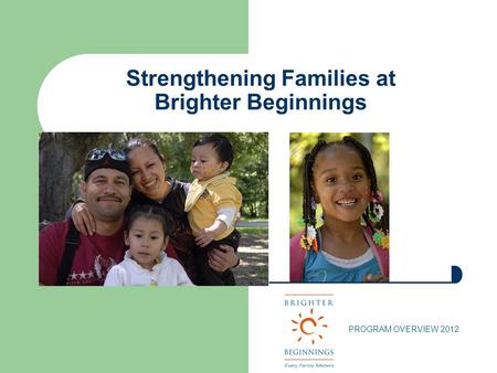 Strengthening Families at Brighter Beginnings PROGRAM OVERVIEW 2012.