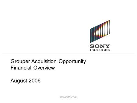 CONFIDENTIAL Grouper Acquisition Opportunity Financial Overview August 2006.