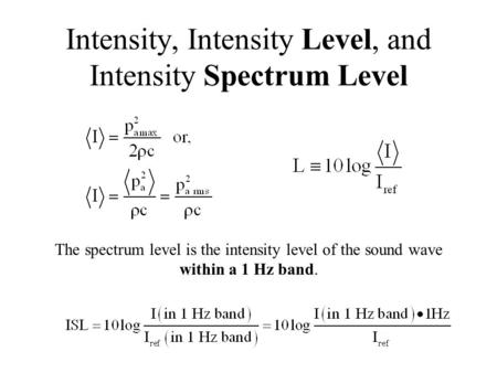Intensity, Intensity Level, and Intensity Spectrum Level